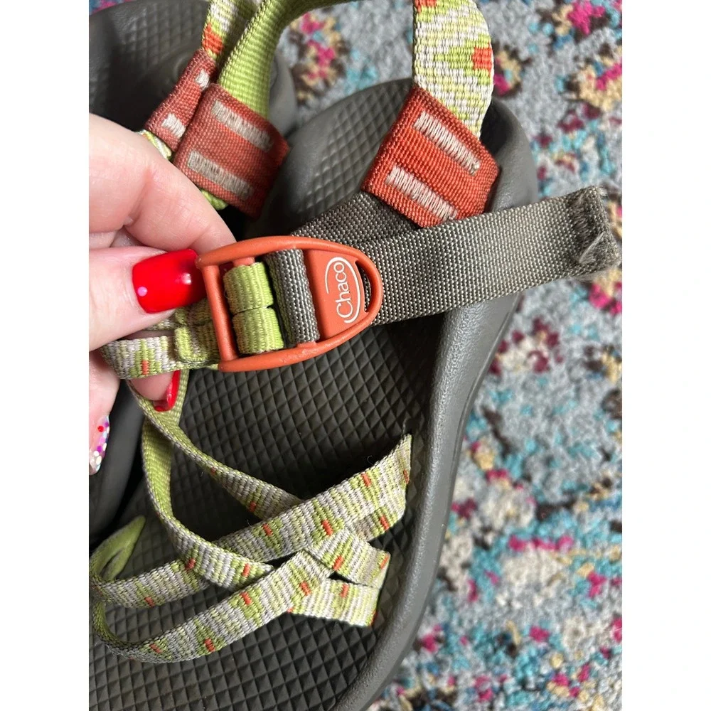 Chaco Z/1 Ecotread Sandals Green Orange Strappy Athletic Outdoor Kids 1